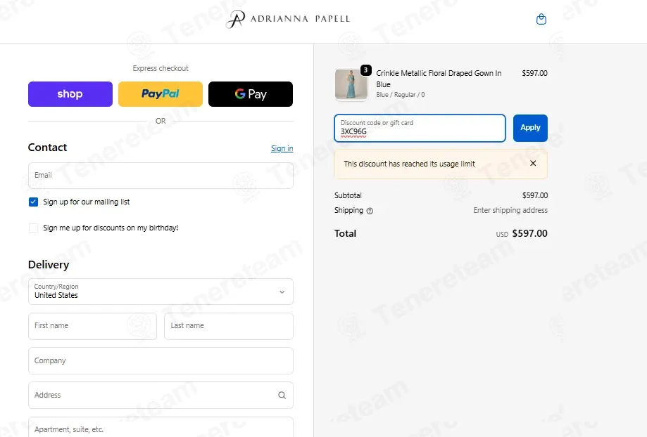 Adrianna Papell coupon code: $20 off with 3XC96G. Tested and valid as 1 week ago.