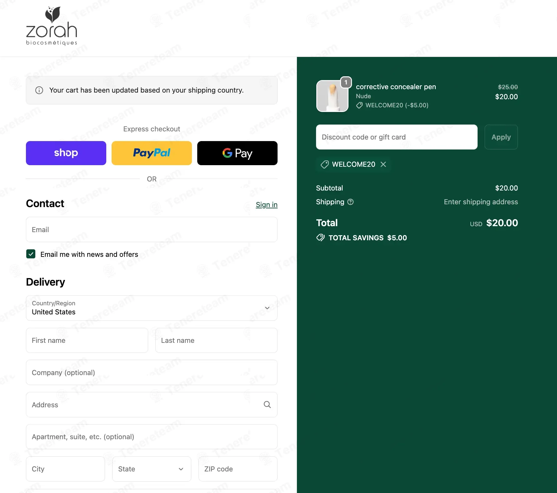 Zorah Biocosmetiques coupon code: 20% off with WELCOME20. Tested and valid as 2 weeks ago.
