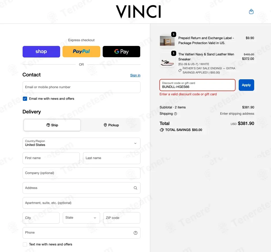Vinci Leather Shoes coupon code: 15% off with BUNDLL-HGES66. Tested and valid as 1 month ago.