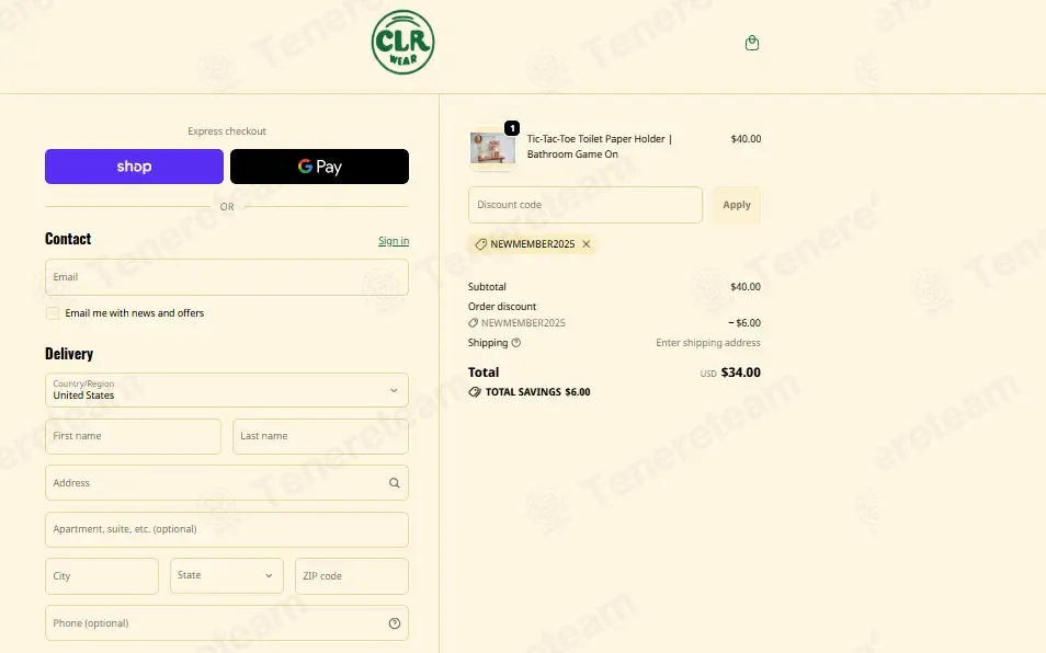 CLR Wear coupon code: 15% off with NEWMEMBER2025. Tested and valid as 1 week ago.