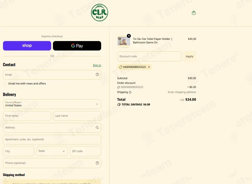 CLR Wear coupon code: 15% off with NEWMEMBER2025. Tested and valid as 1 week ago.