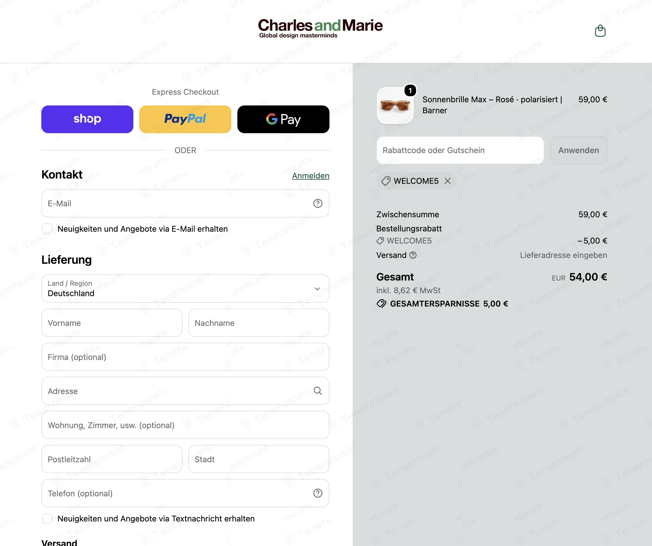 Charles and Marie coupon code: 5% off with WELCOME5. Tested and valid as 1 minute ago.