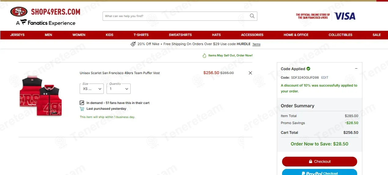 Shop 49ers coupon code: 10% off with SDF324OGIJFD98. Tested and valid as 2 days ago.