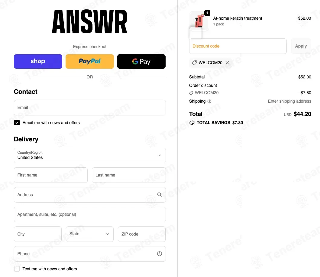 Answr Beauty coupon code: 15% off with WELCOM20. Tested and valid as 4 weeks ago.