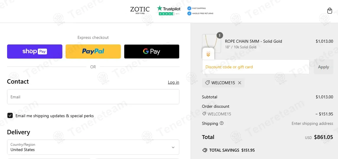 Zotic New York coupon code: 15% off with WELCOME15. Tested and valid as 1 year ago.