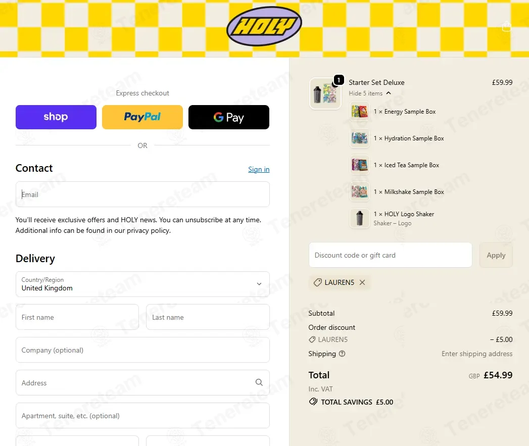 HOLY UK coupon code: £5 off with LAUREN5. Tested and valid as 4 weeks ago.