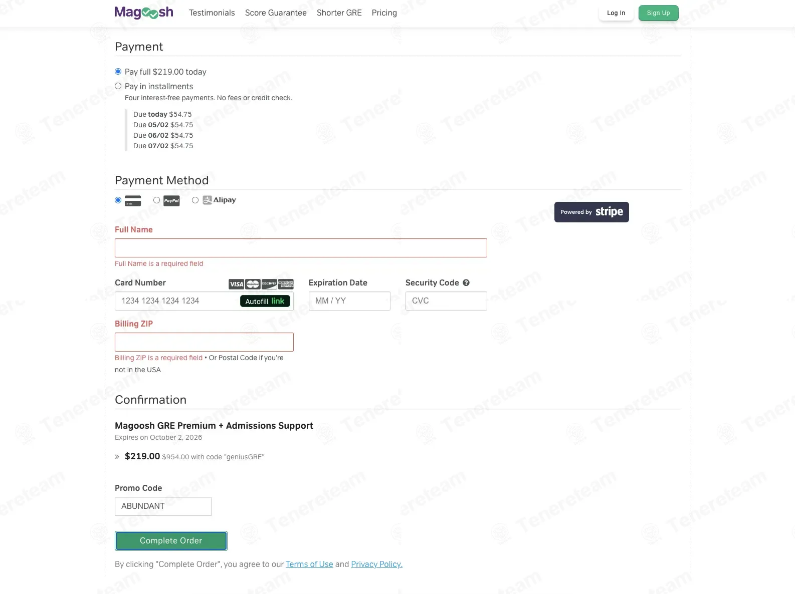 Magoosh coupon code: 30% off with ABUNDANT. Tested and valid as 2 months ago.