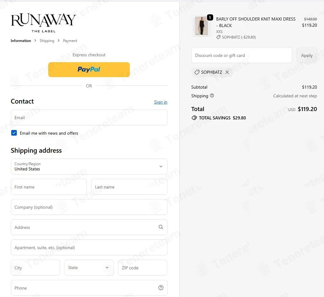 Runaway The Label coupon code: 20% off with SOPHBATZ. Tested and valid as 9 months ago.