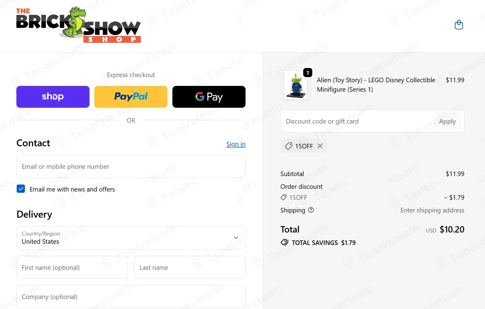 The Brick Show Shop coupon code: 15% off with 15OFF. Tested and valid as 1 month ago.