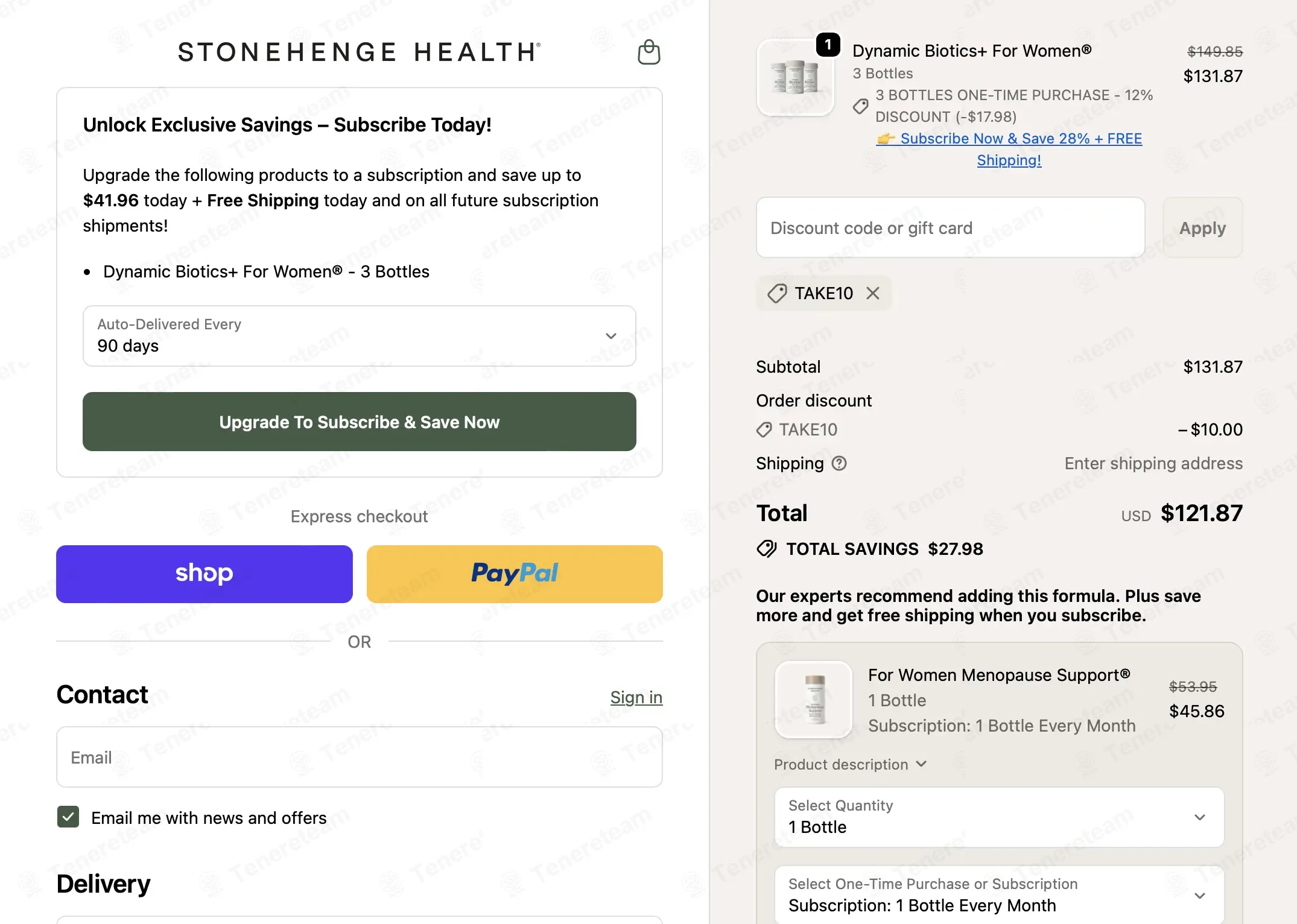 Stonehenge Health coupon code: $10 off with take10. Tested and valid as 3 weeks ago.