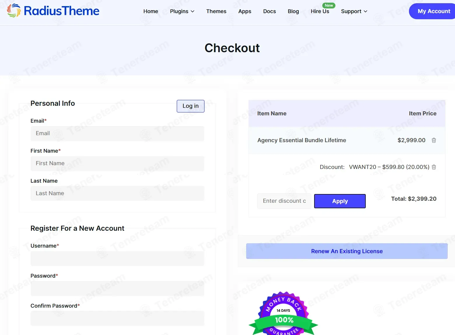 RadiusTheme coupon code: 20% off with VWANT20. Tested and valid as 1 month ago.
