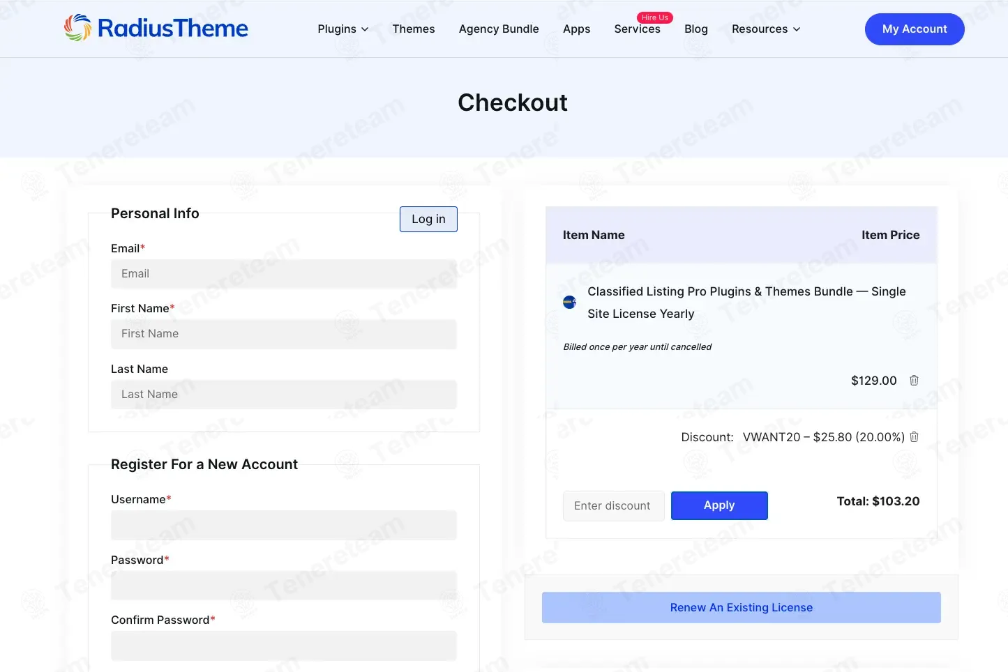 RadiusTheme coupon code: 20% off with VWANT20. Tested and valid as 1 month ago.