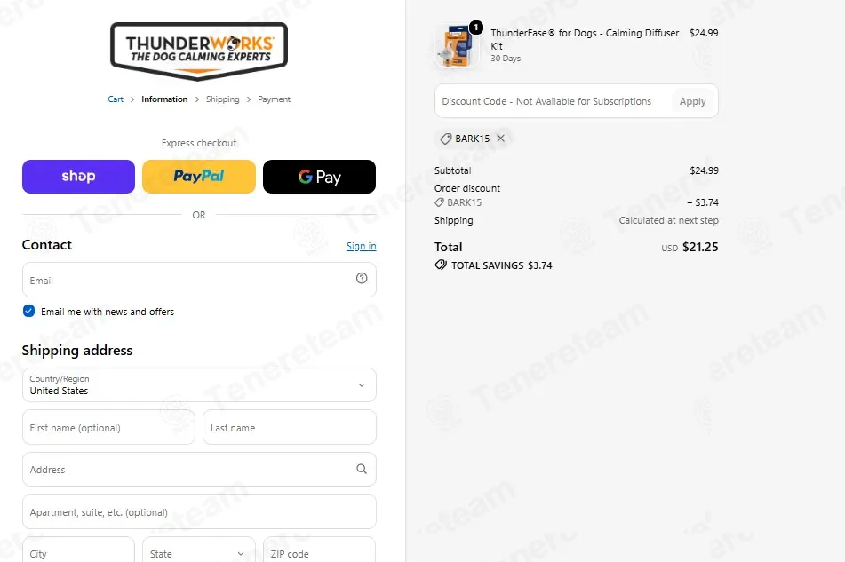 Thundershirt apply coupon code