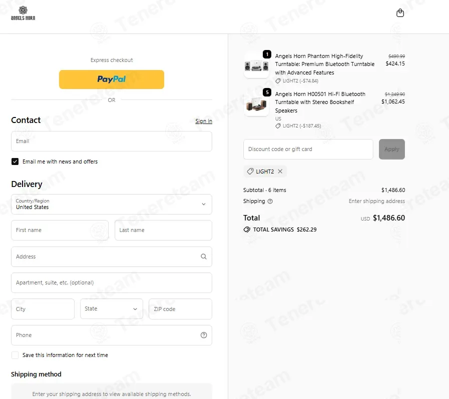 AngelsHorn coupon code: 15% off with LIGHT2. Tested and valid as 1 month ago.