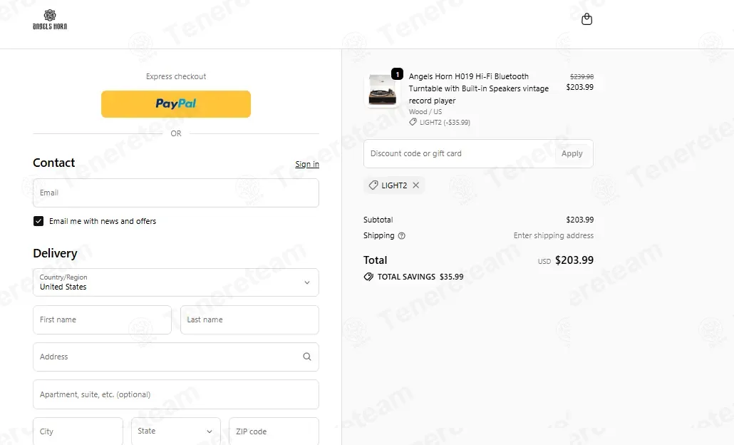 AngelsHorn coupon code: 15% off with LIGHT2. Tested and valid as 1 month ago.