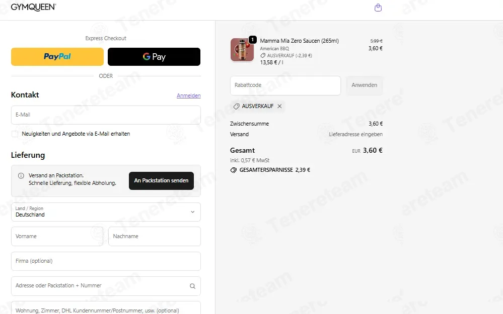 Gymqueen DE apply coupon code