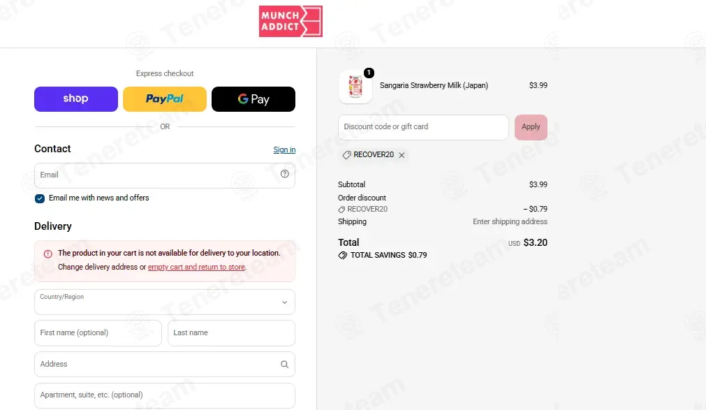 Munch Addict coupon code: 20% off with RECOVER20. Tested and valid as 1 month ago.