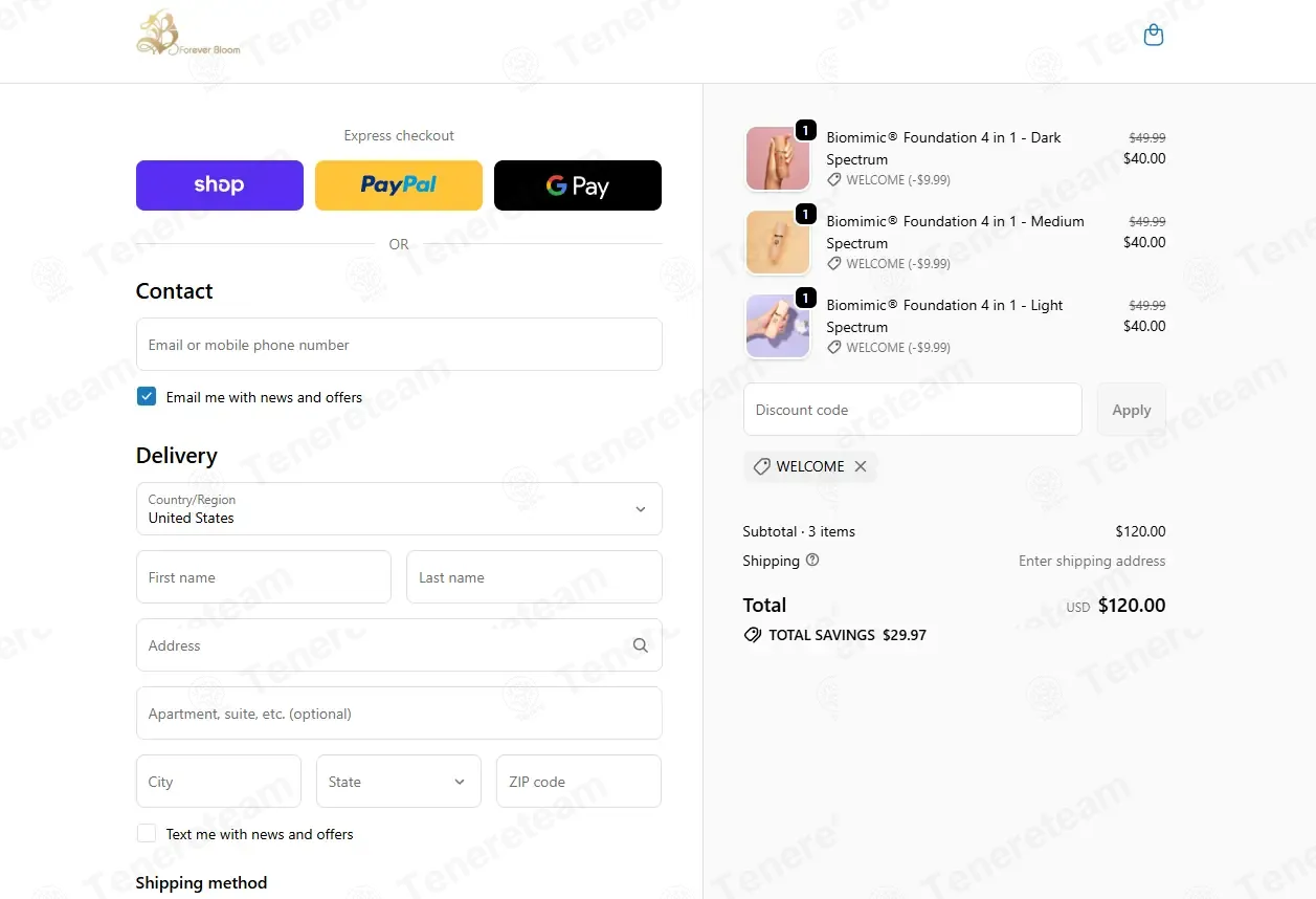 Forever Bloom coupon code: 20% off with WELCOME. Tested and valid as 3 months ago.