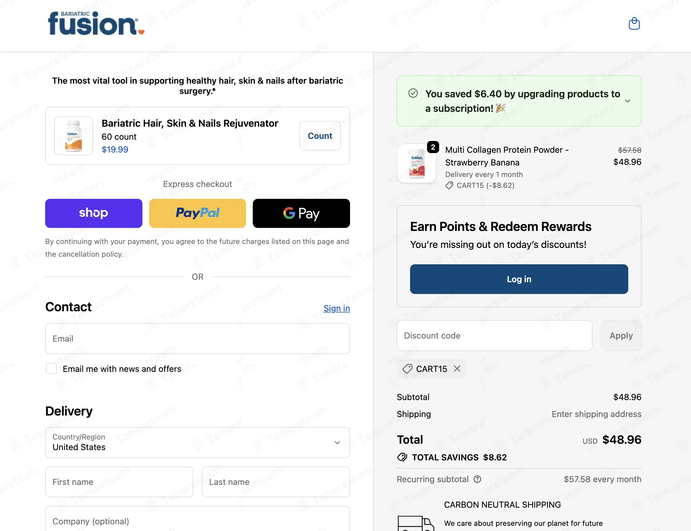 Bariatric Fusion coupon code: 15% off with CART15. Tested and valid as 7 months ago.