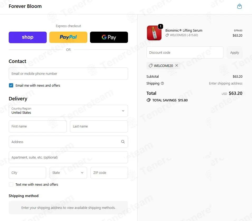 Forever Bloom coupon code: 20% off with WELCOME20. Tested and valid as 3 months ago.