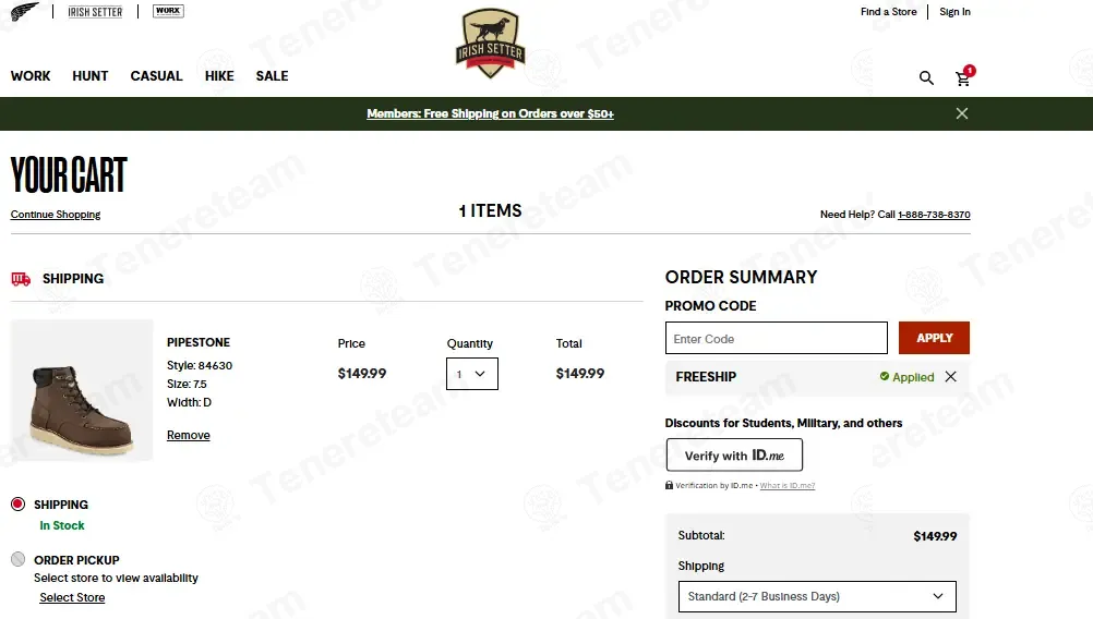 Irish Setter coupon code: $5 off with FREESHIP. Tested and valid as 1 week ago.