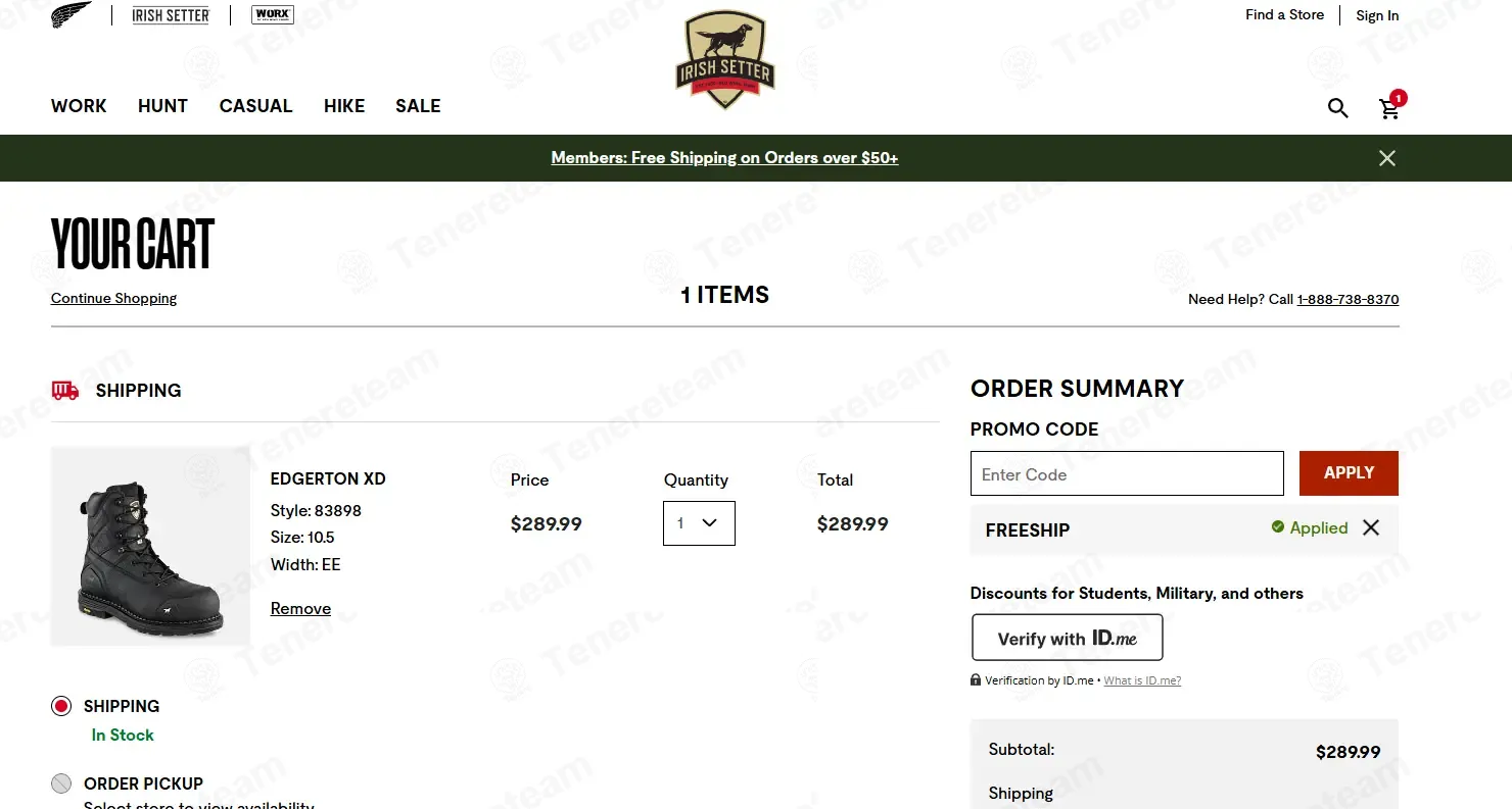 Irish Setter coupon code: $5 off with FREESHIP. Tested and valid as 1 week ago.