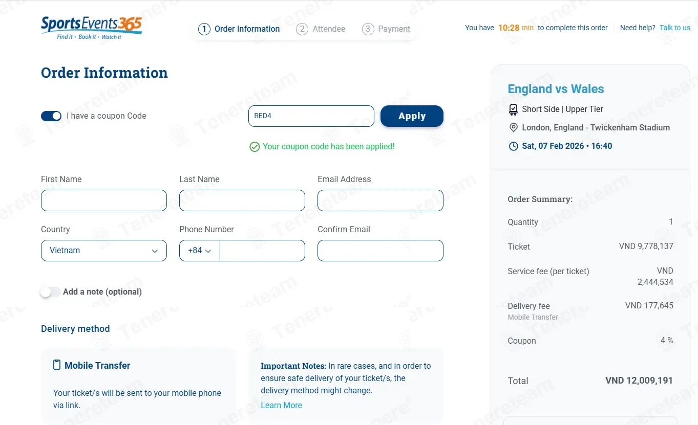 Sports Events 365 coupon code: 4% off with RED4. Tested and valid as 1 month ago.