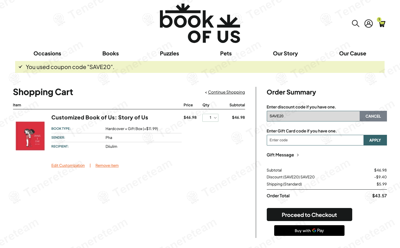 Book Of Us coupon code: 20% off with SAVE20. Tested and valid as 6 months ago.