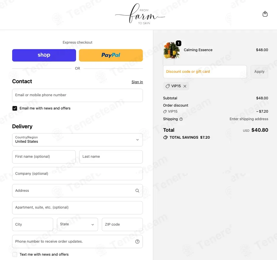 Farm to Skin coupon code: 15% off with VIP15. Tested and valid as 6 months ago.