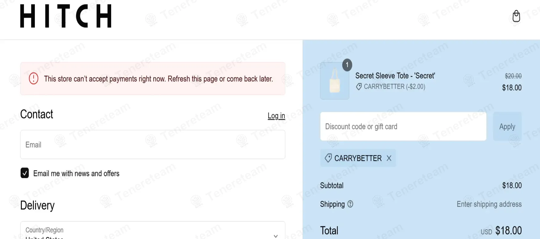 Hitch coupon code: 10% off with CARRYBETTER. Tested and valid as 1 year ago.