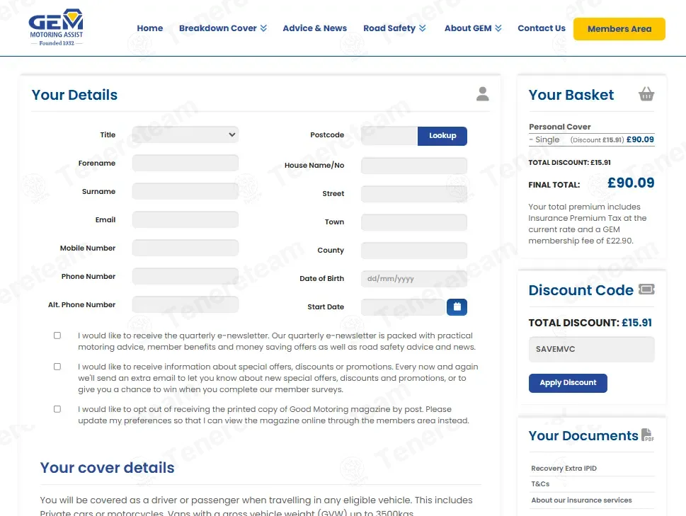 GEM Motoring Assist coupon code: 15% off with SAVEMVC. Tested and valid as 5 months ago.