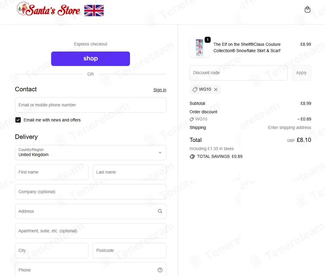 Elf On The Shelf UK coupon code: 10% off with WG10. Tested and valid as 2 weeks ago.