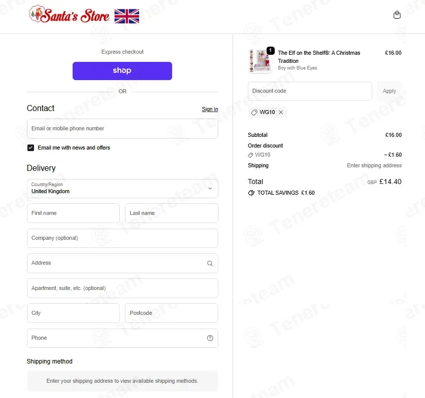 Elf On The Shelf UK coupon code: 10% off with WG10. Tested and valid as 2 weeks ago.