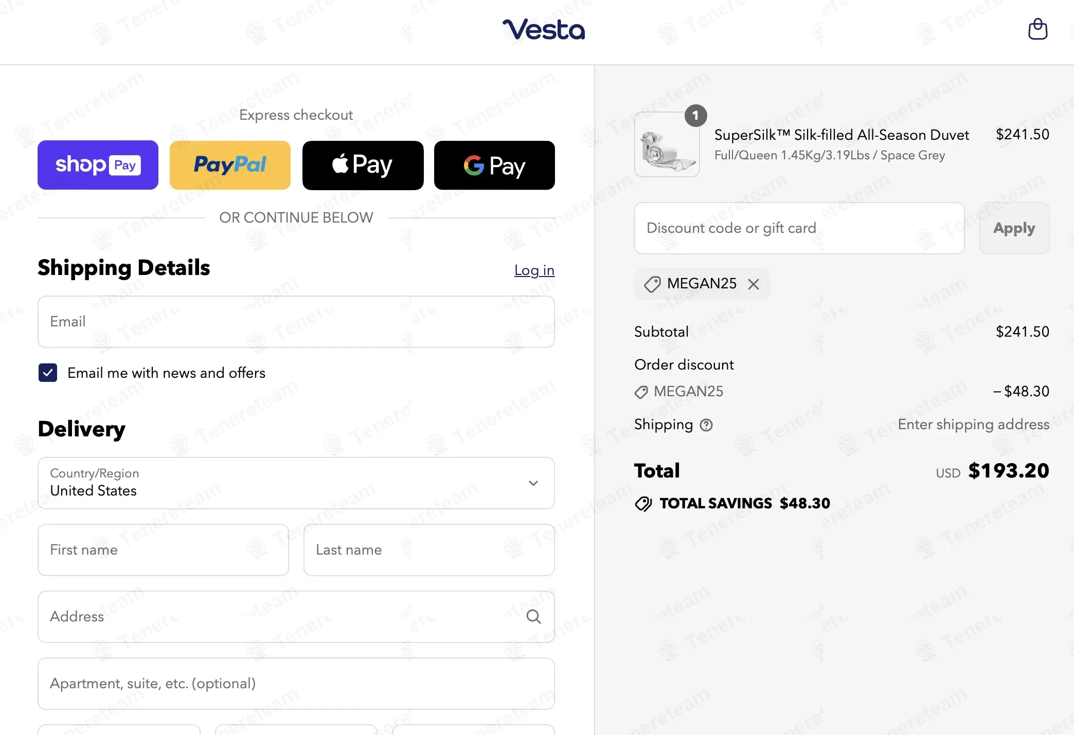 Vesta Sleep coupon code: 20% off with Megan25. Tested and valid as 10 months ago.