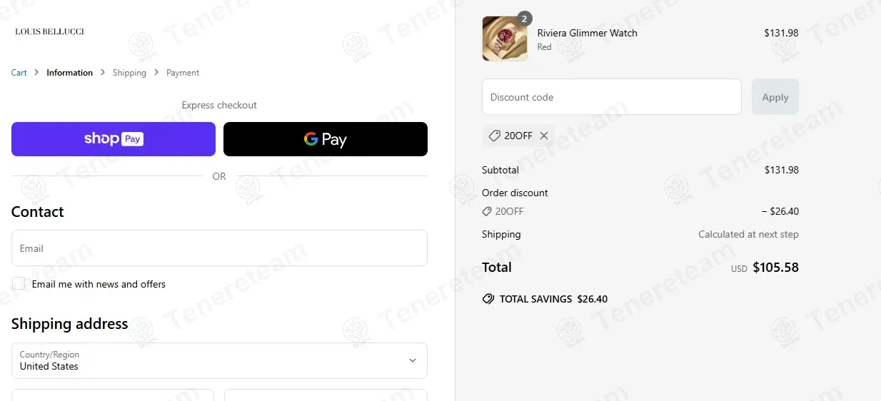 Louis Bellucci coupon code: 20% off with 20OFF. Tested and valid as 4 months ago.