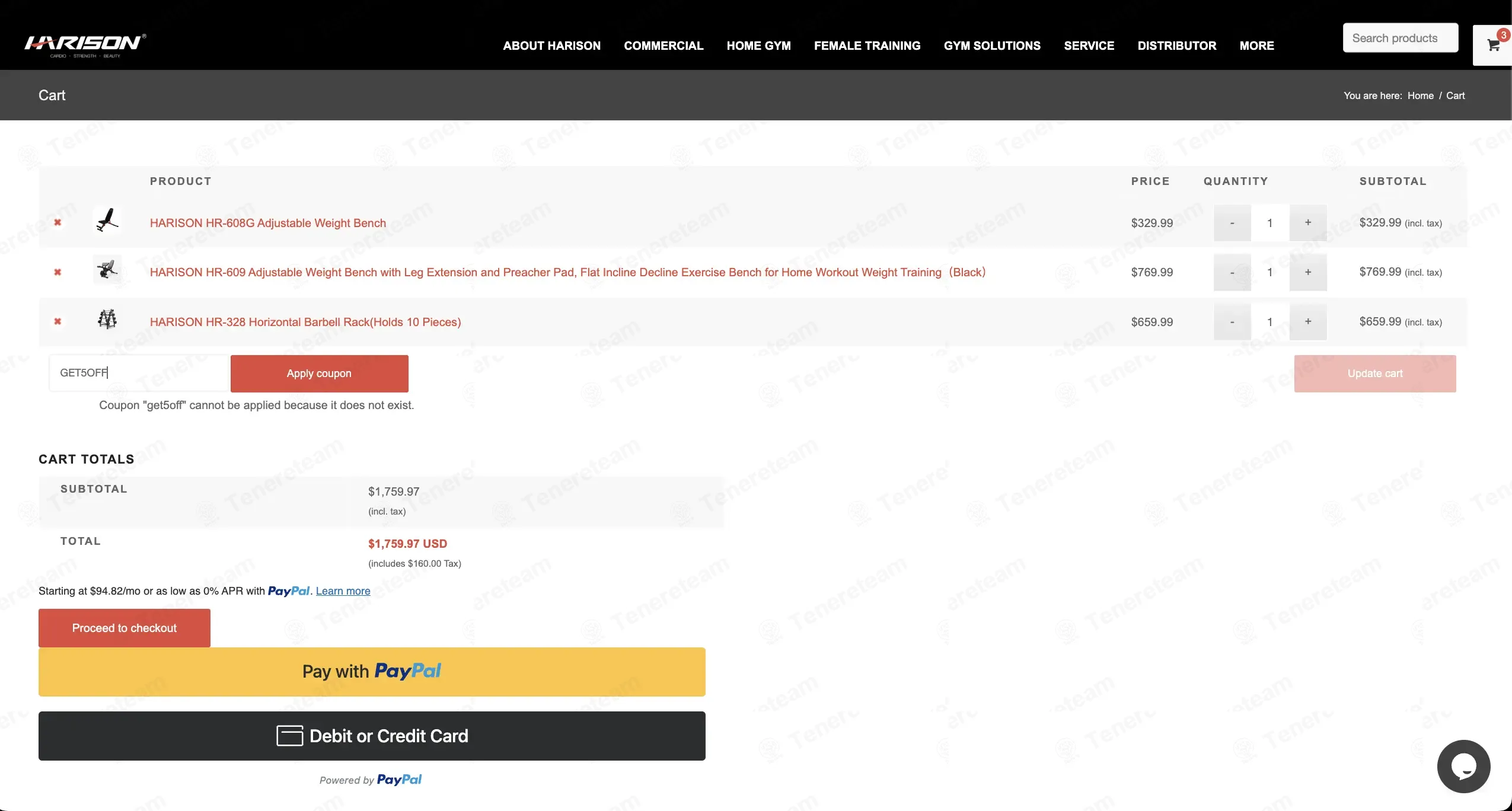 Harison Fitness coupon code: 5% off with GET5OFF. Tested and valid as 6 days ago.