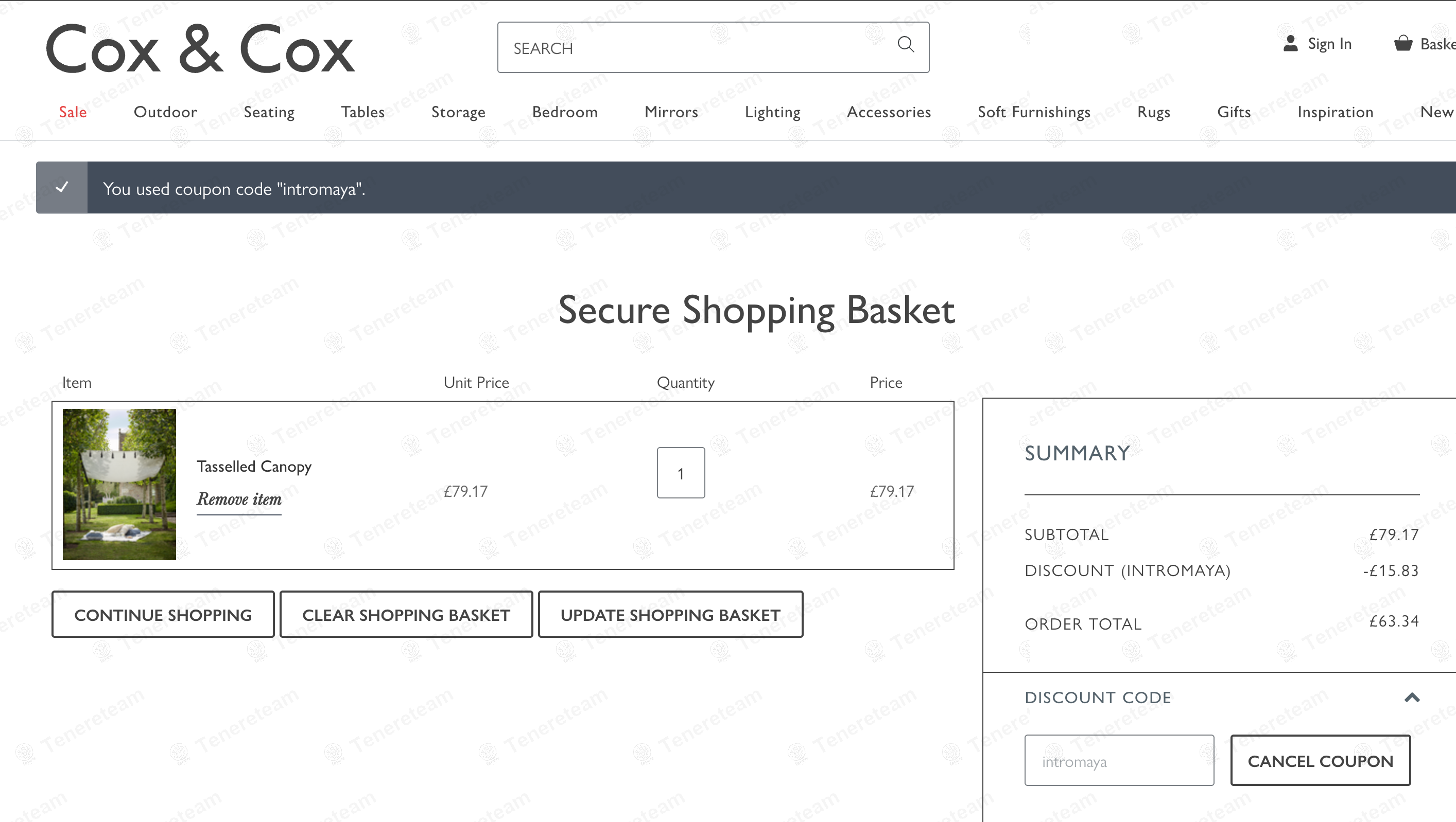 Cox And Cox UK coupon code: 20% off with intromaya. Tested and valid as 1 year ago.
