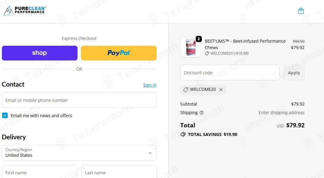 PureClean Performance coupon code: 20% off with WELCOME20. Tested and valid as 3 months ago.