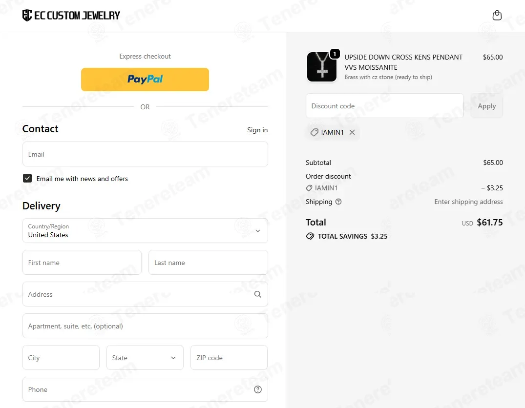 EC Custom Jewelry coupon code: 5% off with IAMIN1. Tested and valid as 1 month ago.