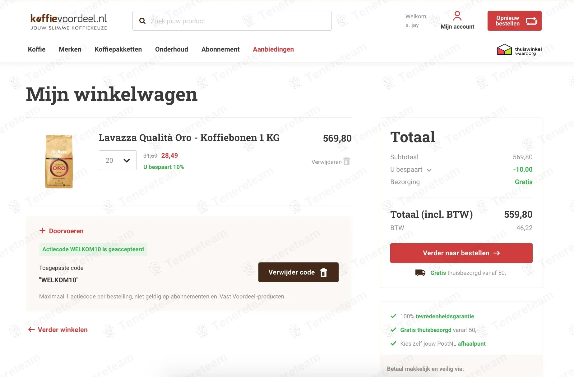Koffievoordeel NL coupon code: €10 off with WELKOM10. Tested and valid as 1 year ago.