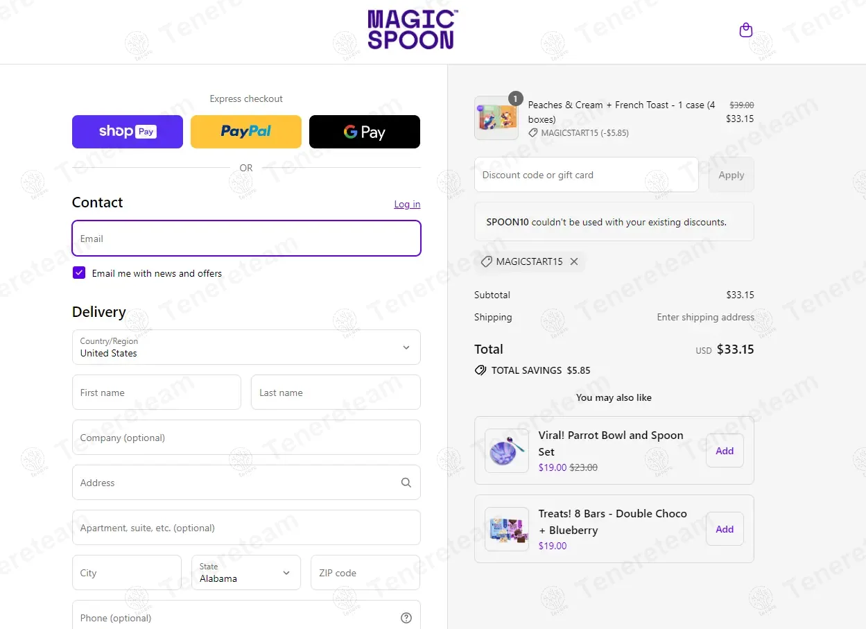 Magic Spoon coupon code: 15% off with MAGICSTART15. Tested and valid as 8 months ago.
