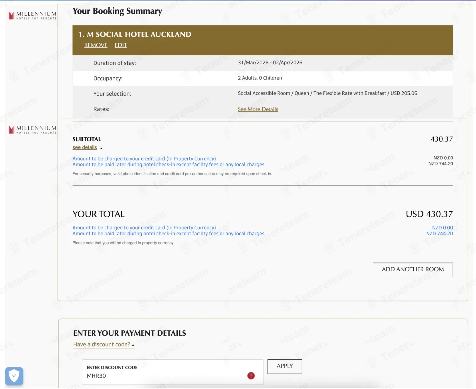 Millennium Hotels And Resorts coupon code: 15% off with MHR30. Tested and valid as 3 months ago.