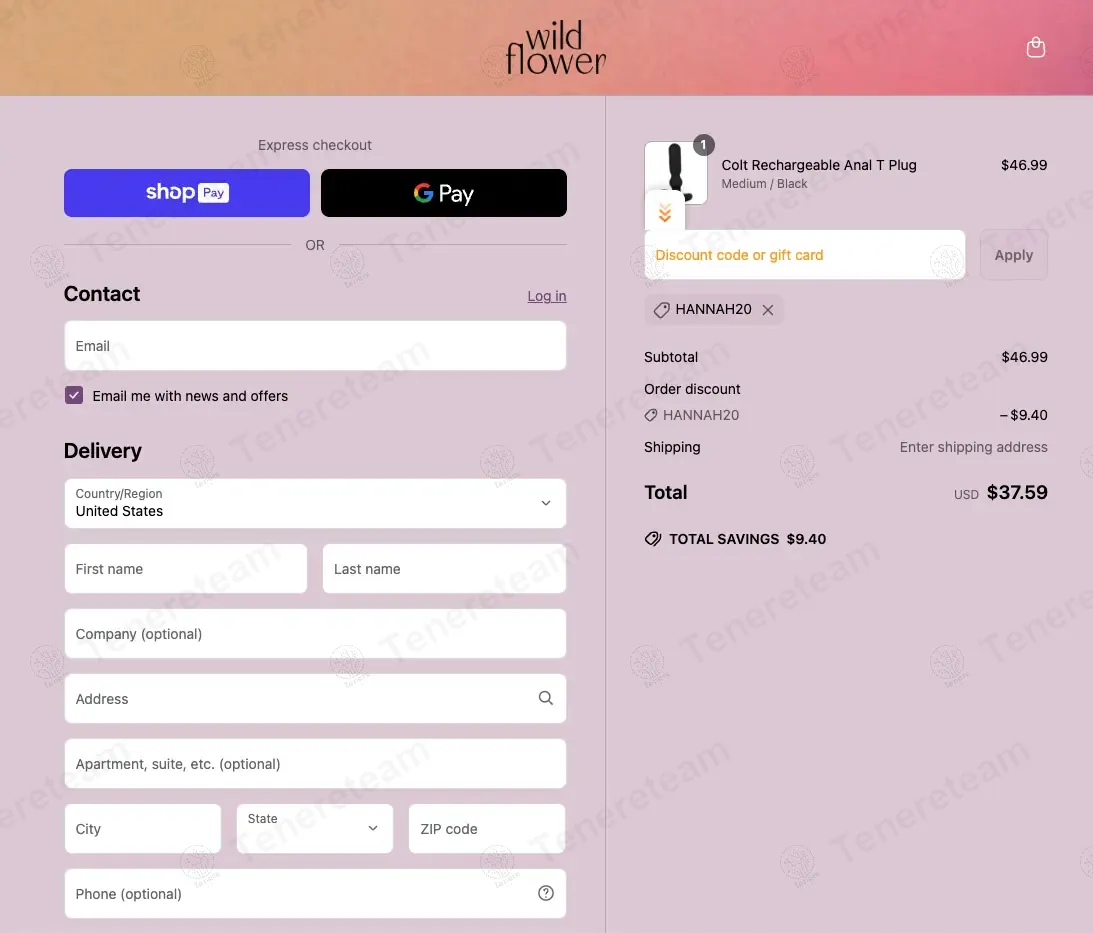 Wild Flower coupon code verified as working at checkout
