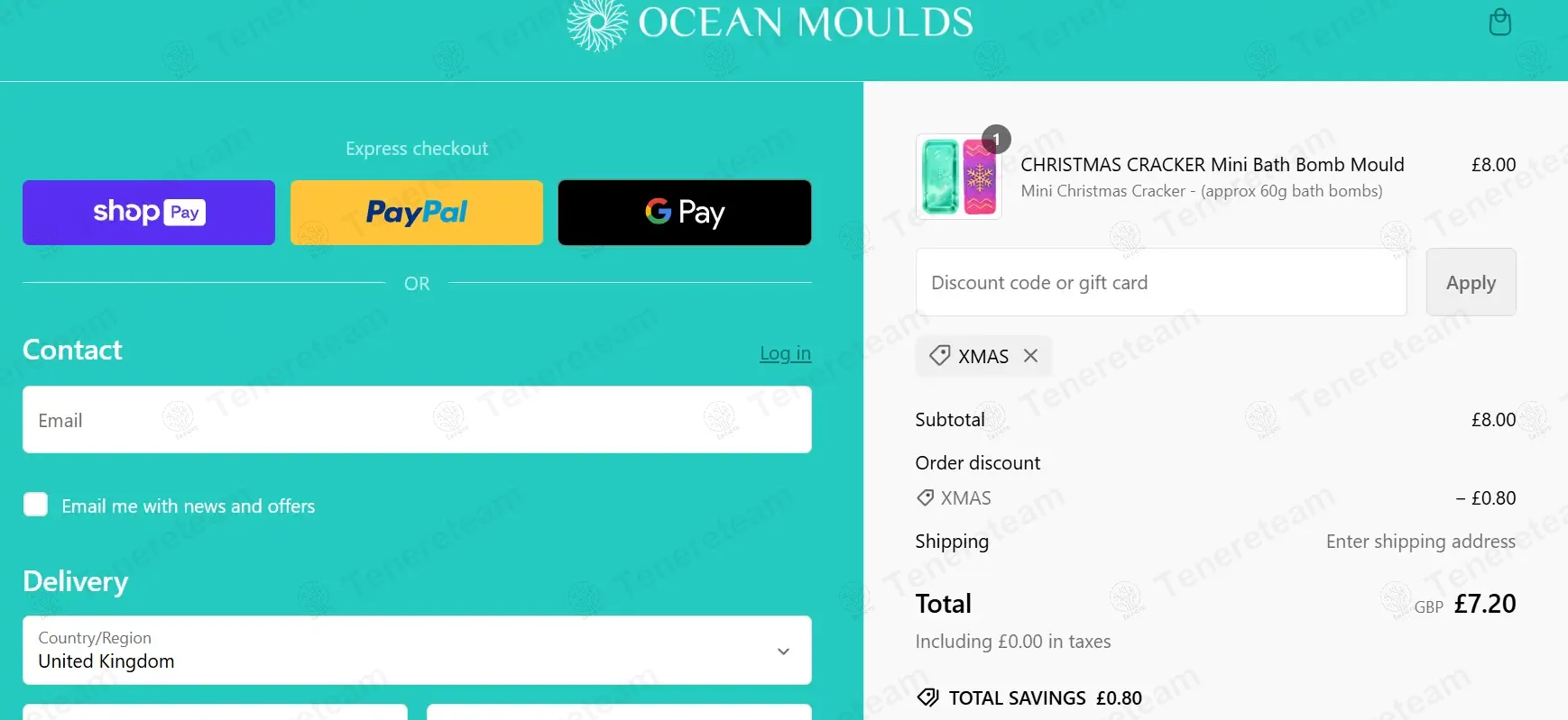 Ocean Moulds coupon code: 10% off with XMAS. Tested and valid as 1 year ago.
