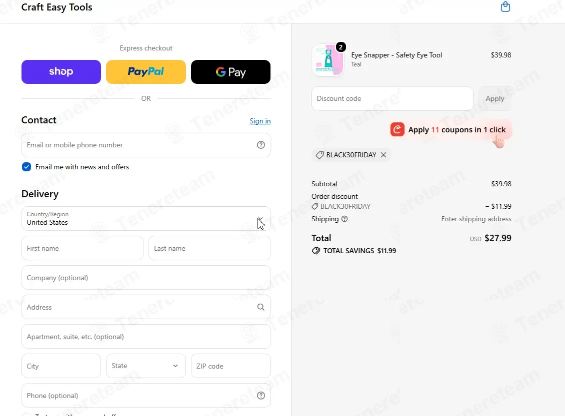 Craft Easy Tools apply coupon code