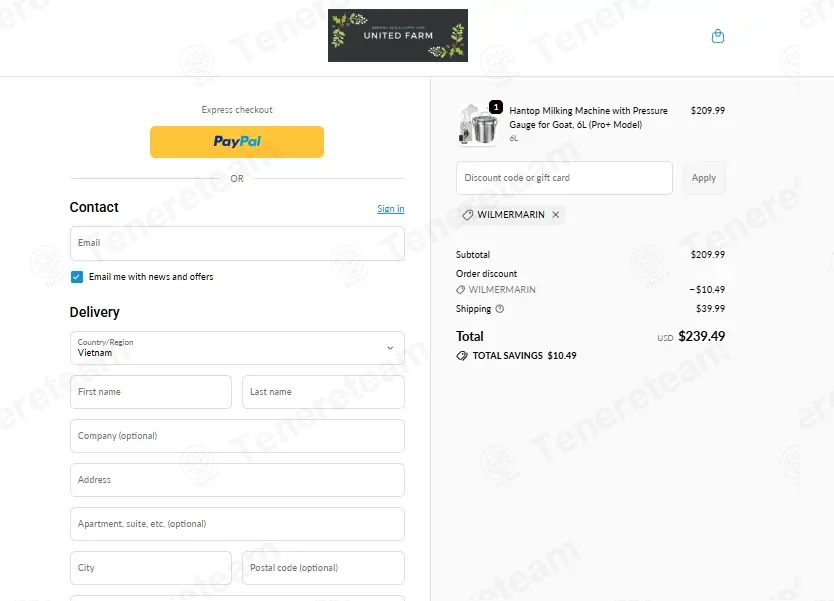 Hantop UnitedFarm coupon code: 5% off with WILMERMARIN. Tested and valid as 2 days ago.