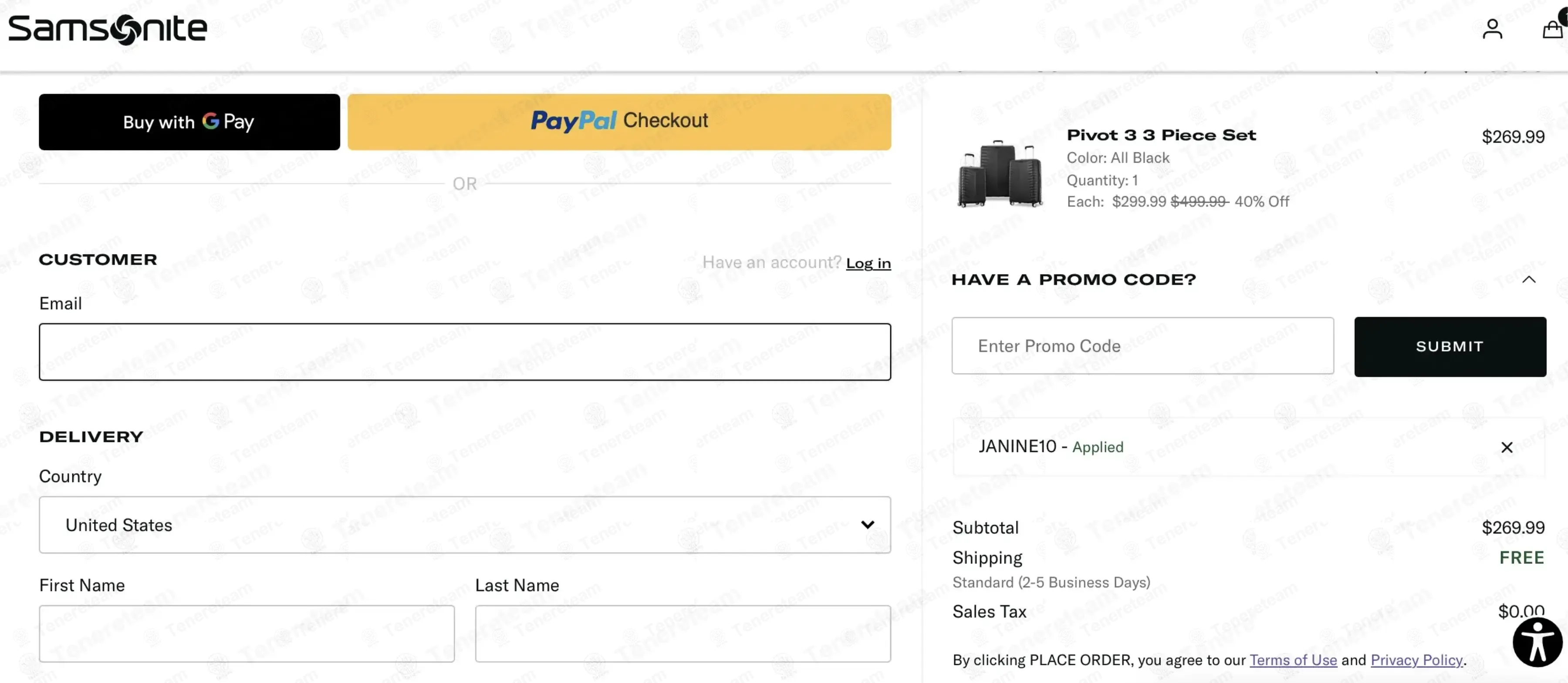 Samsonite coupon code: 10% off with JANINE10. Tested and valid as 2 weeks ago.