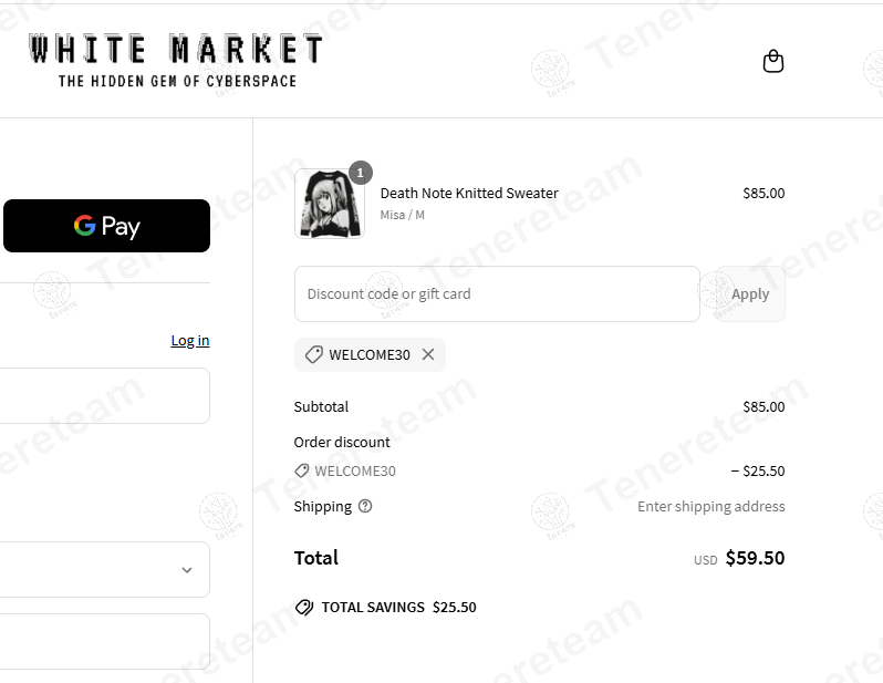 White Market coupon code: 30% off with WELCOME30. Tested and valid as 1 year ago.