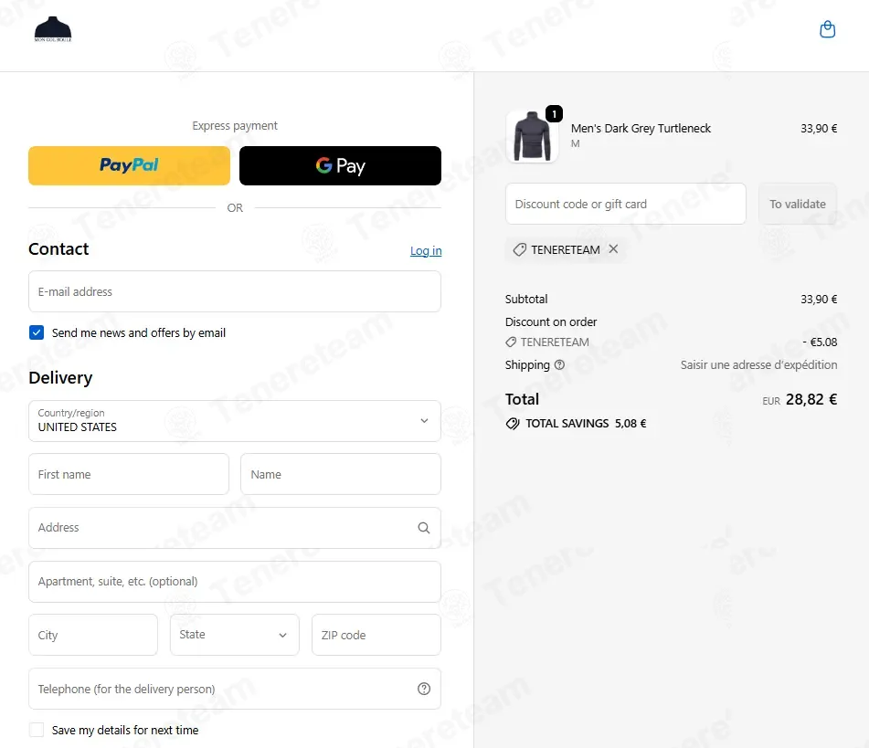 Mon Col Roule coupon code: 15% off with TENERETEAM. Tested and valid as 3 days ago.