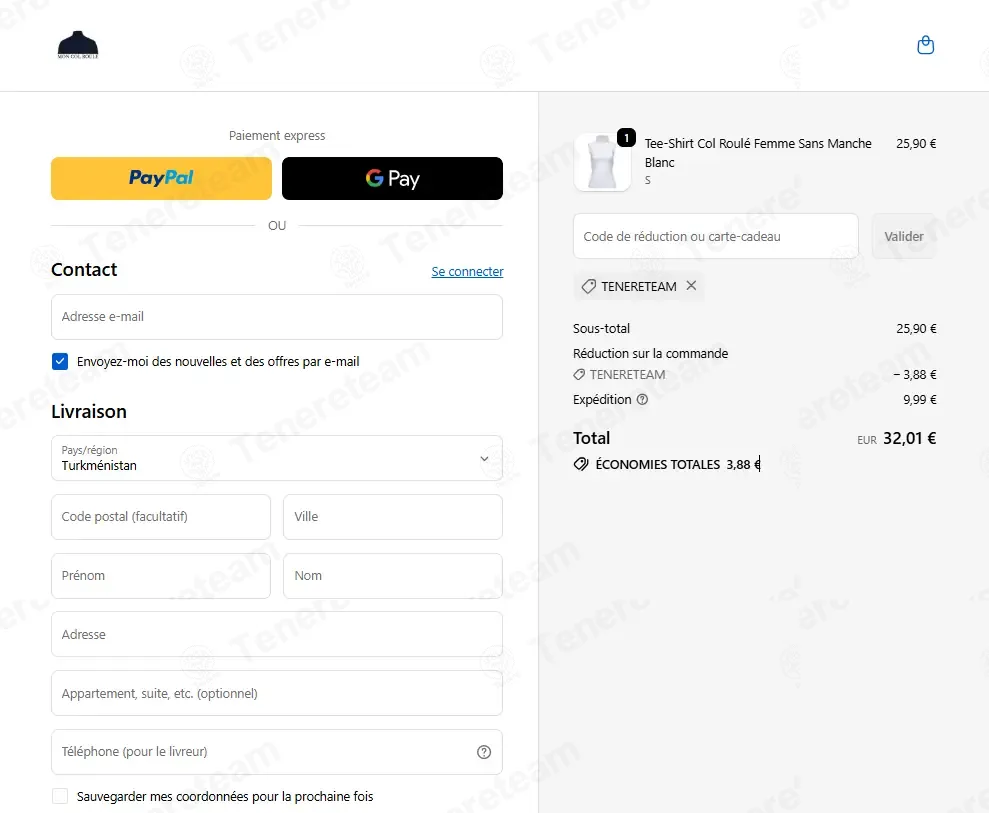 Mon Col Roule coupon code: 15% off with TENERETEAM. Tested and valid as 3 days ago.